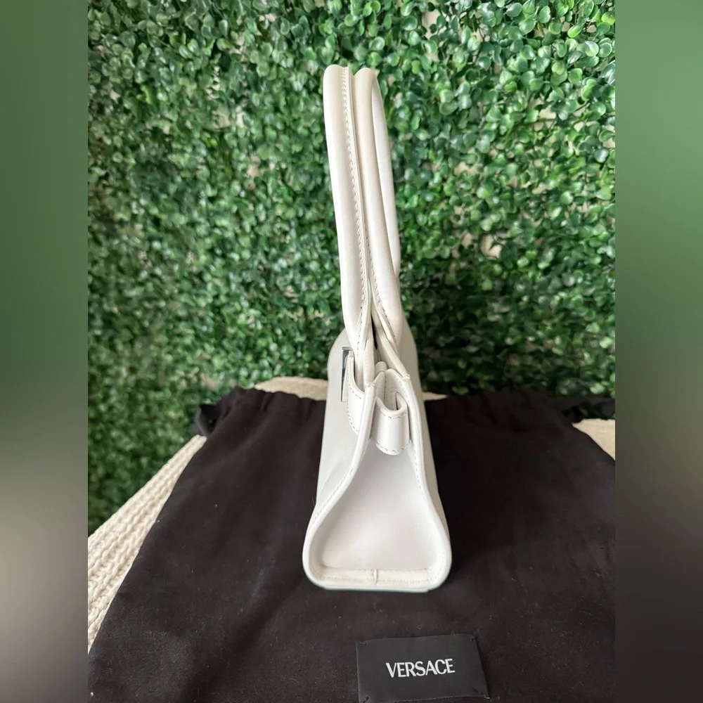 Versace Medusa ‘95 Small Tote White Leather Handbag